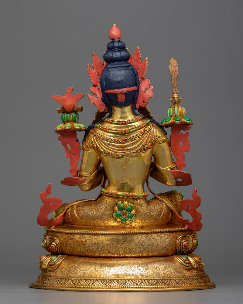 Bodhisattva Manjushri: The Embodiment of Wisdom | Premium 24K Gold Gilded Statue