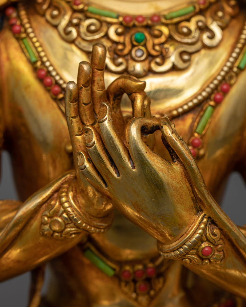 Bodhisattva Manjushri: The Embodiment of Wisdom | Premium 24K Gold Gilded Statue