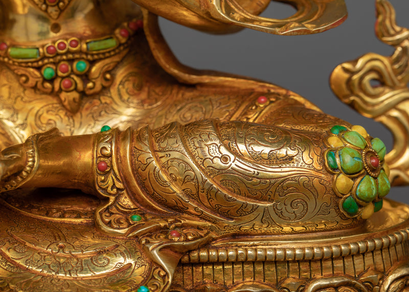 Bodhisattva Manjushri: The Embodiment of Wisdom | Premium 24K Gold Gilded Statue