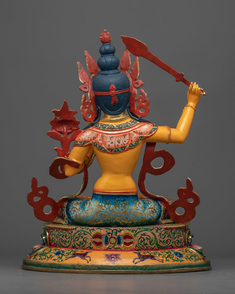 Manjushri Bodhisattva Colored Sculpture | The Embodiment of Wisdom