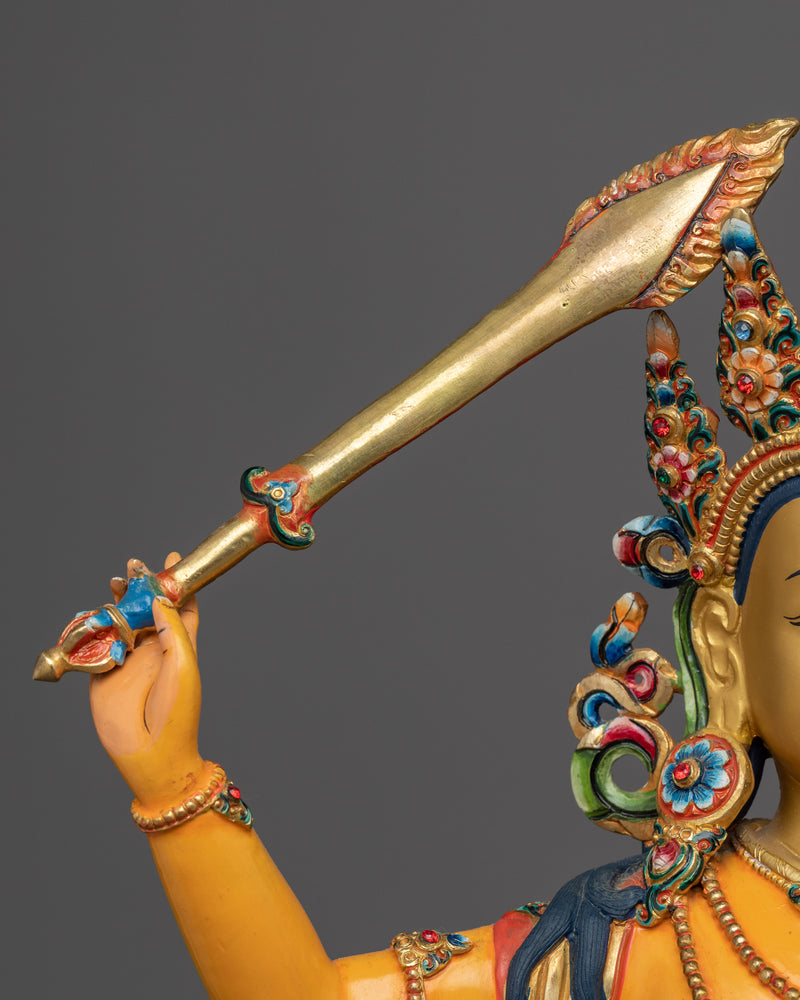 Manjushri Bodhisattva Colored Sculpture | The Embodiment of Wisdom