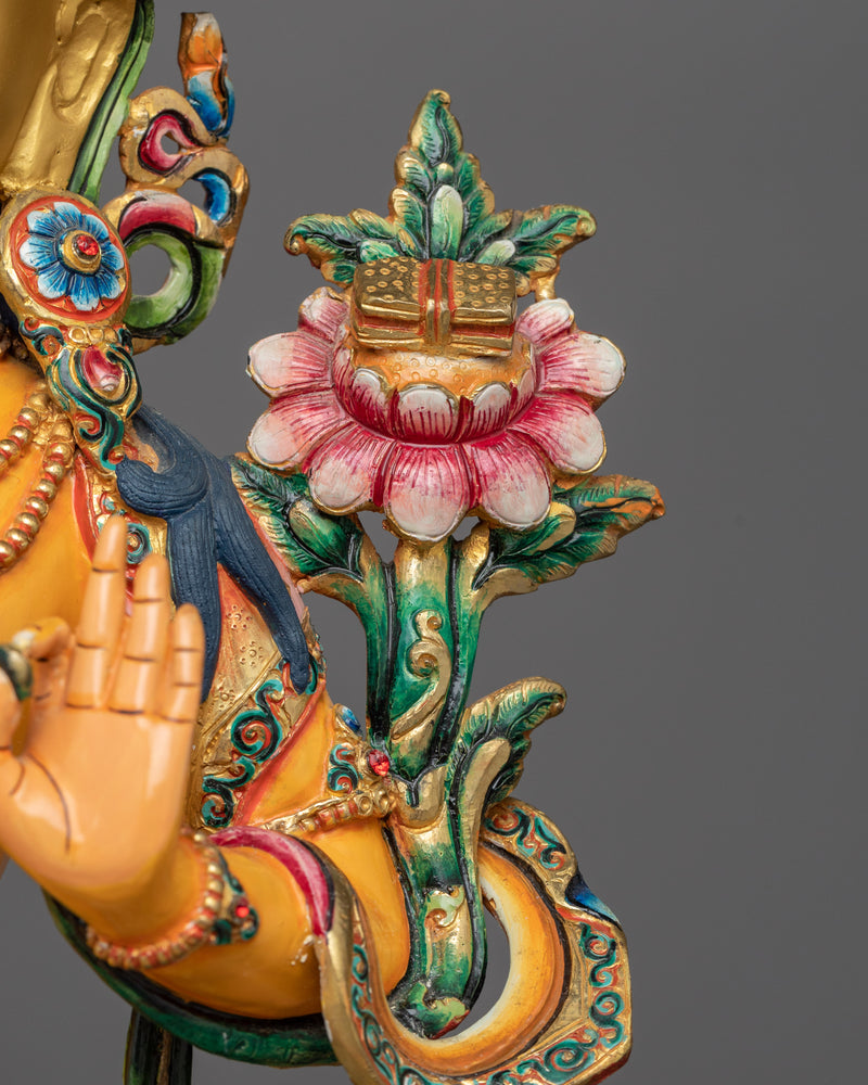 Manjushri Bodhisattva Colored Sculpture | The Embodiment of Wisdom