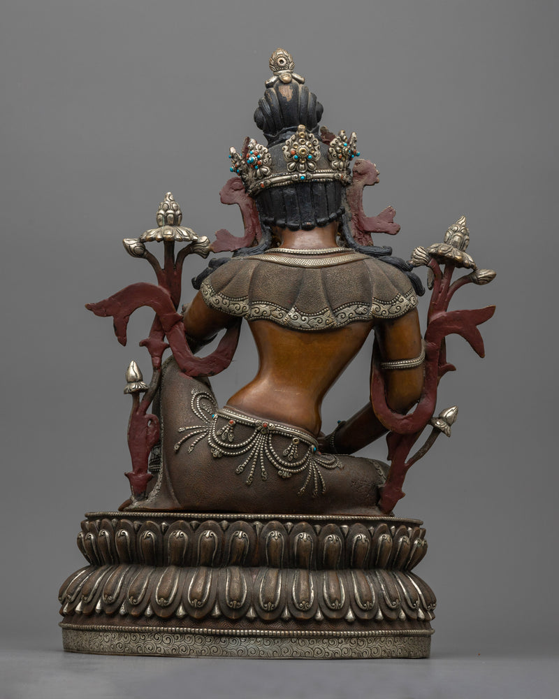 2-Arm Lokeshvara Sculpture in Silver and Gold | Embodiment of Compassion