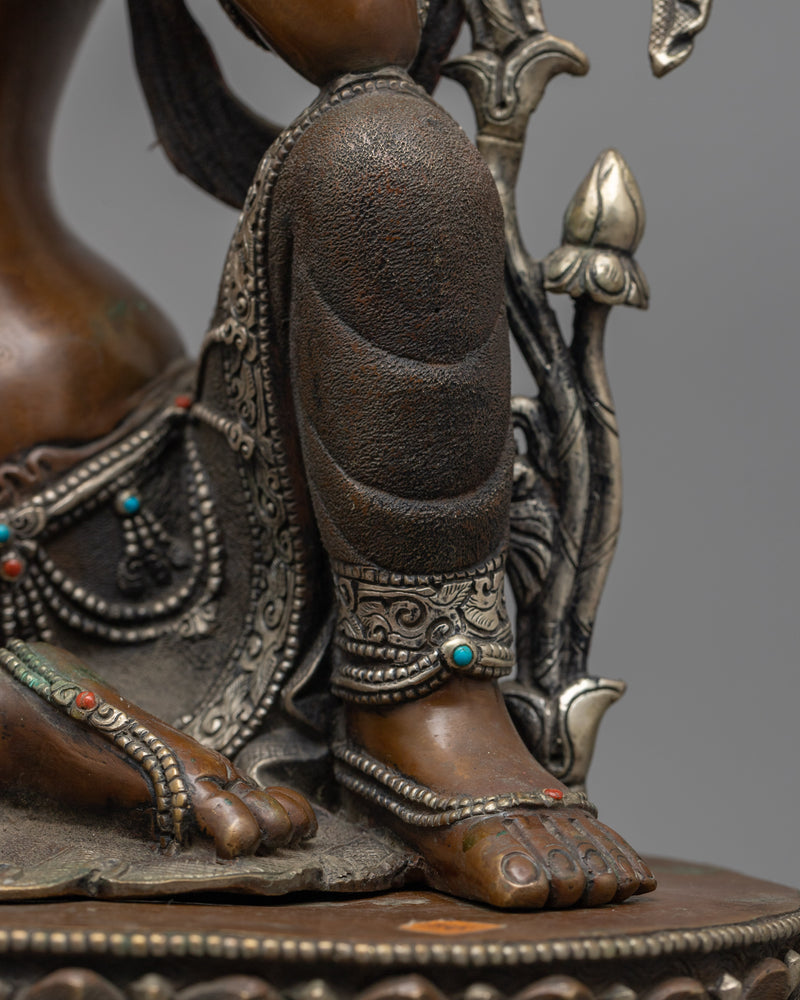 2-Arm Lokeshvara Sculpture in Silver and Gold | Embodiment of Compassion