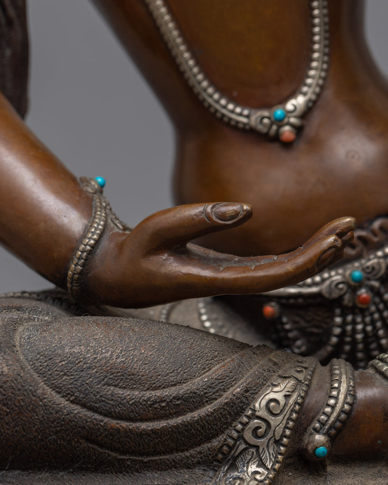 2-Arm Lokeshvara Sculpture in Silver and Gold | Embodiment of Compassion