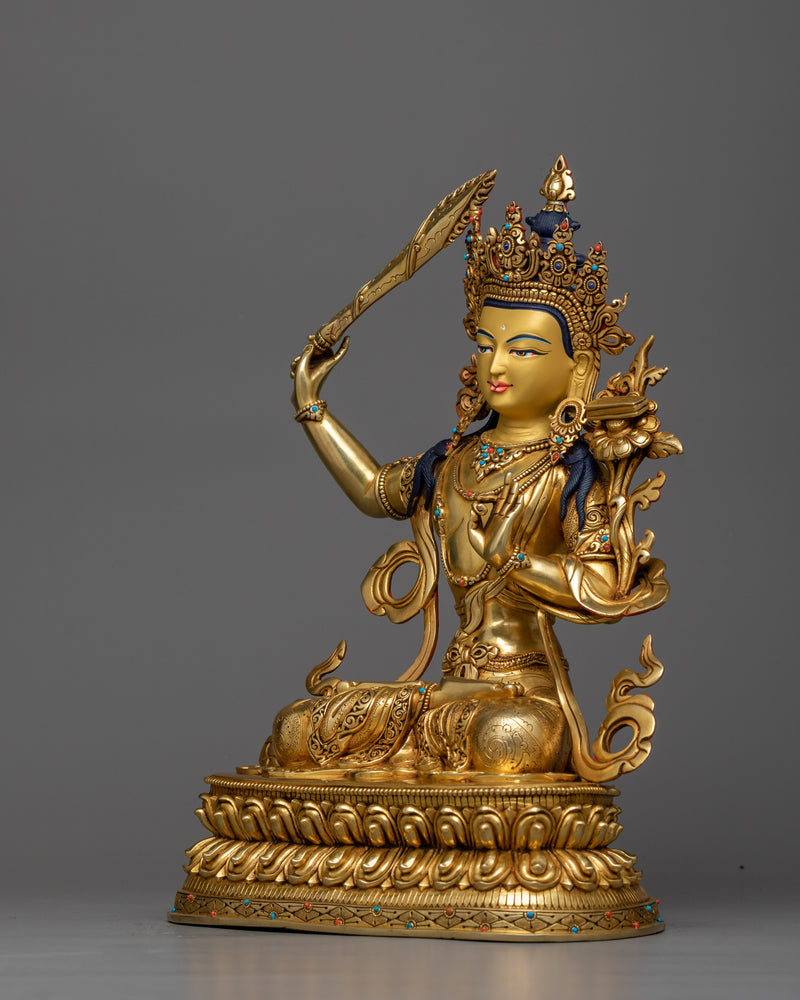 wisdom deity copper sculpture