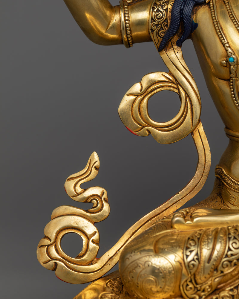 Wisdom Deity Copper Sculpture | Gold Gilded Statue of Manjushri