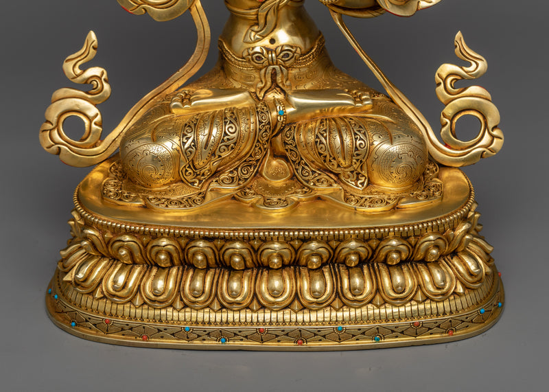 Wisdom Deity Copper Sculpture | Gold Gilded Statue of Manjushri