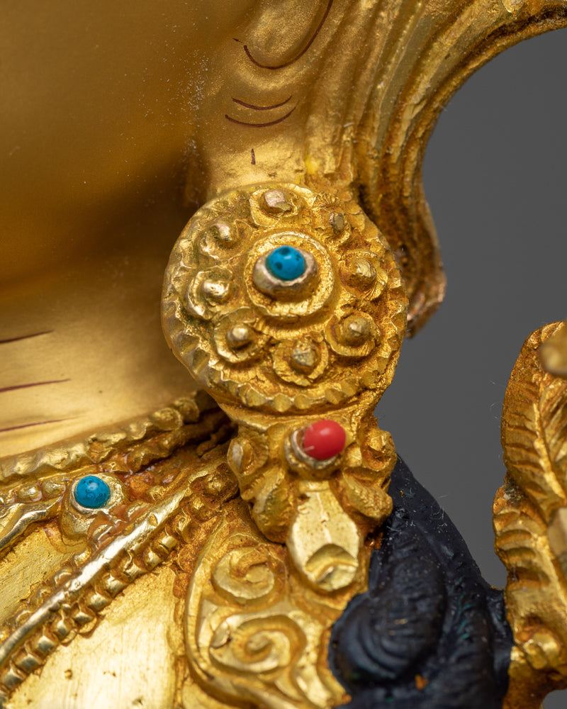 Manjushri Bodhisattva Sculpture in 24K Gold | Wisdom's Radiance