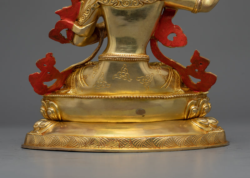 Manjushri Bodhisattva Sculpture in 24K Gold | Wisdom's Radiance