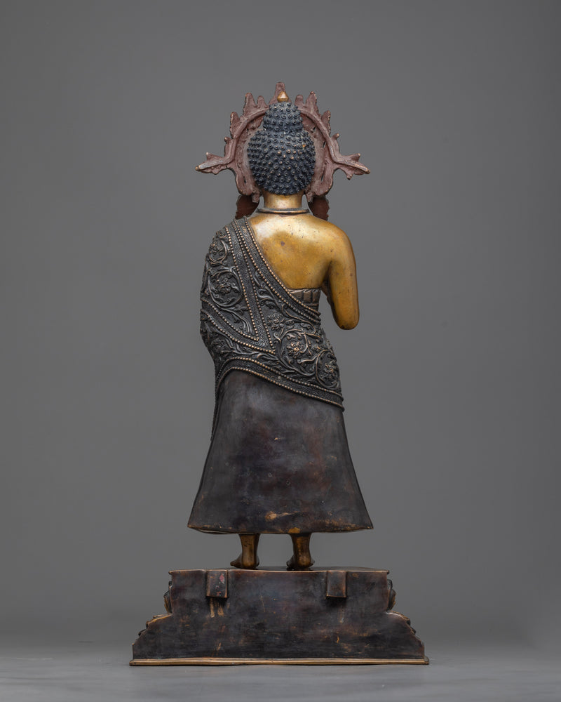 Dipankara Buddha Sculpture in Oxidized Elegance | The Herald of Light