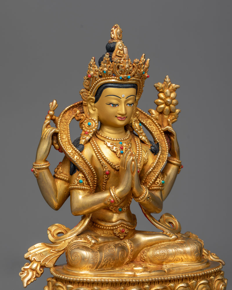 Hand-crafted Chenrezig Idol | Embodiment of Compassion