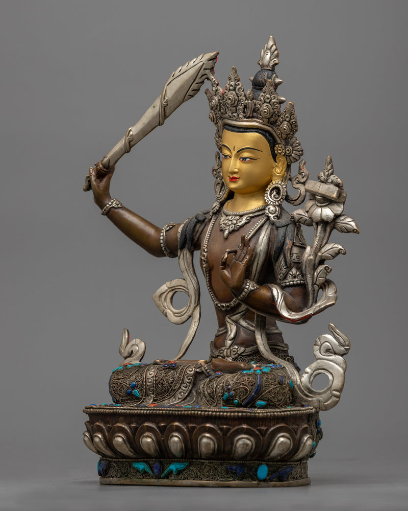 wisdom deity manjushri sculpture