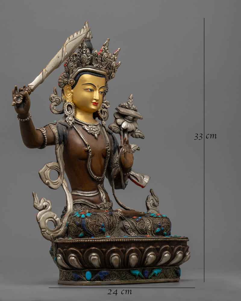 wisdom deity manjushri sculpture