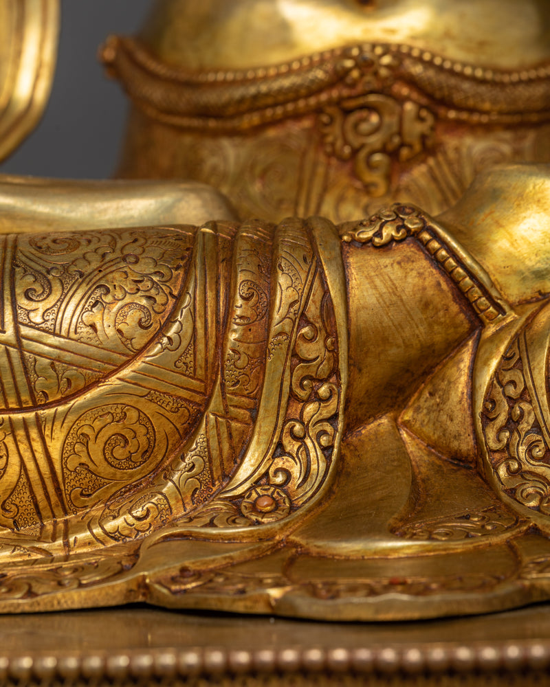 Serene Manjushri Sculpture in 24K Gold | Majesty of Wisdom