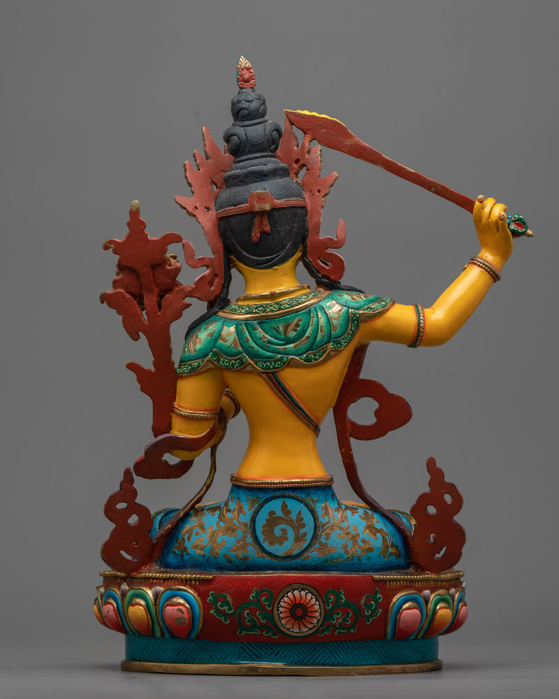 Magnificent Manjushri Painted Statue | Illuminate Your Space with the Wisdom