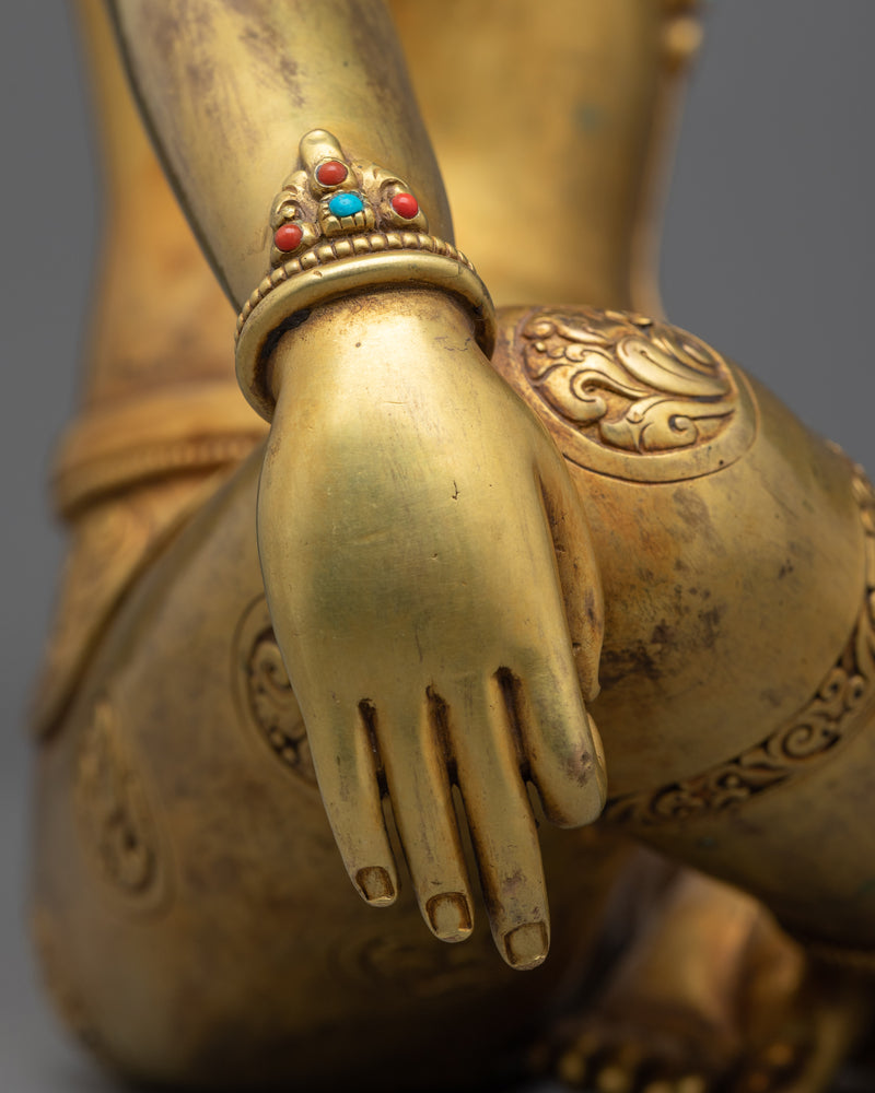 2-Arm Lokeshvara Statue | Essence of Compassion in Gold Gilded Copper