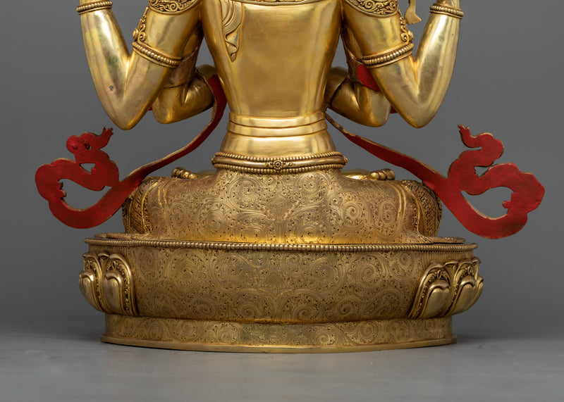 Four Arms Boddhisatva Chenrezig Statue | A Radiant Beacon of Compassion and Wisdom