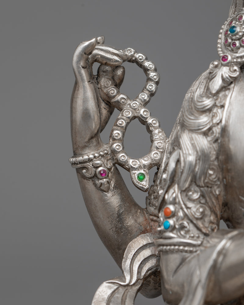 Sterling Silver Chenrezig Statue | Dive into the Compassionate Realm