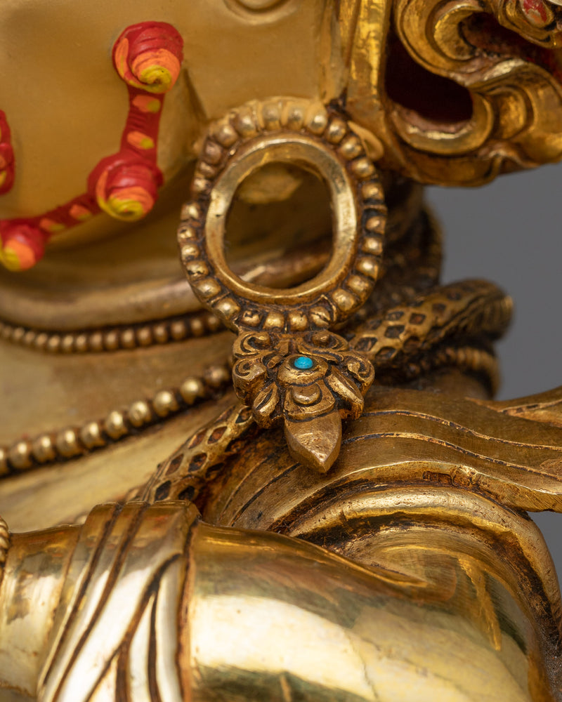 Vajrapani Dharmapala Statue | Protector in 24K Gold Gilded Splendor