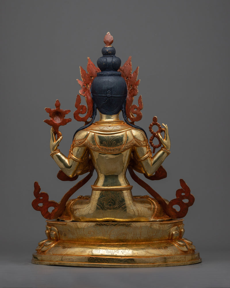 Seated Four-Arms Chenrezig Statue | Embrace Compassion and Enlightenment