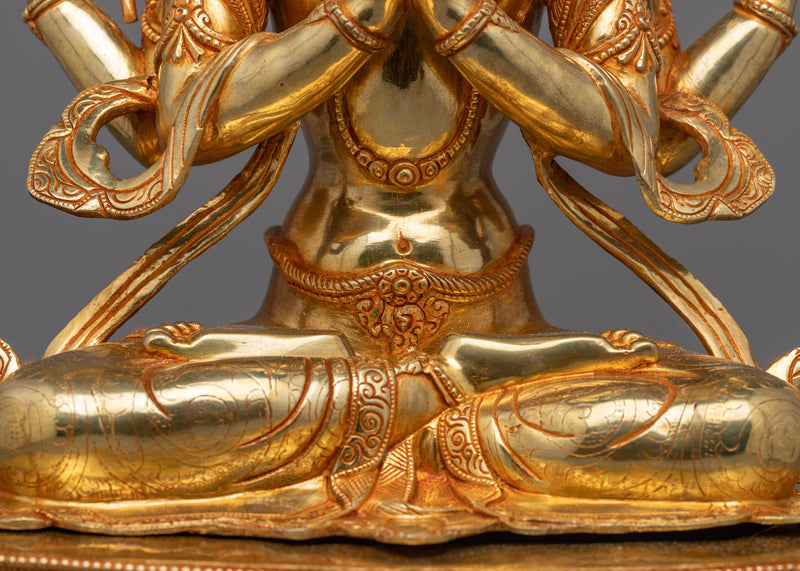 Seated Four-Arms Chenrezig Statue | Embrace Compassion and Enlightenment