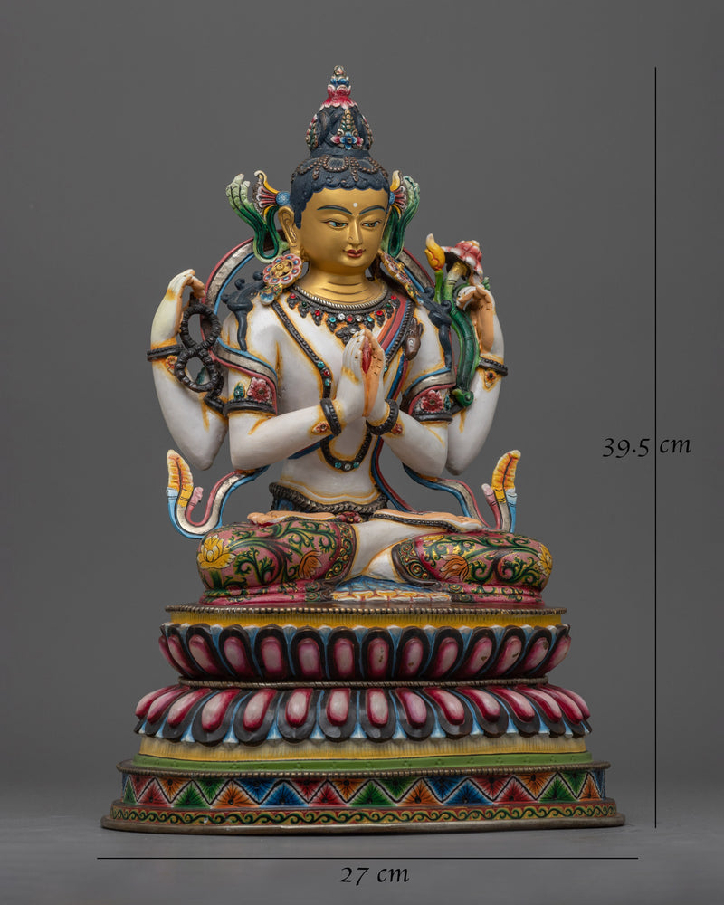 Chenrezig White Figurine | Embrace Compassionate Wisdom