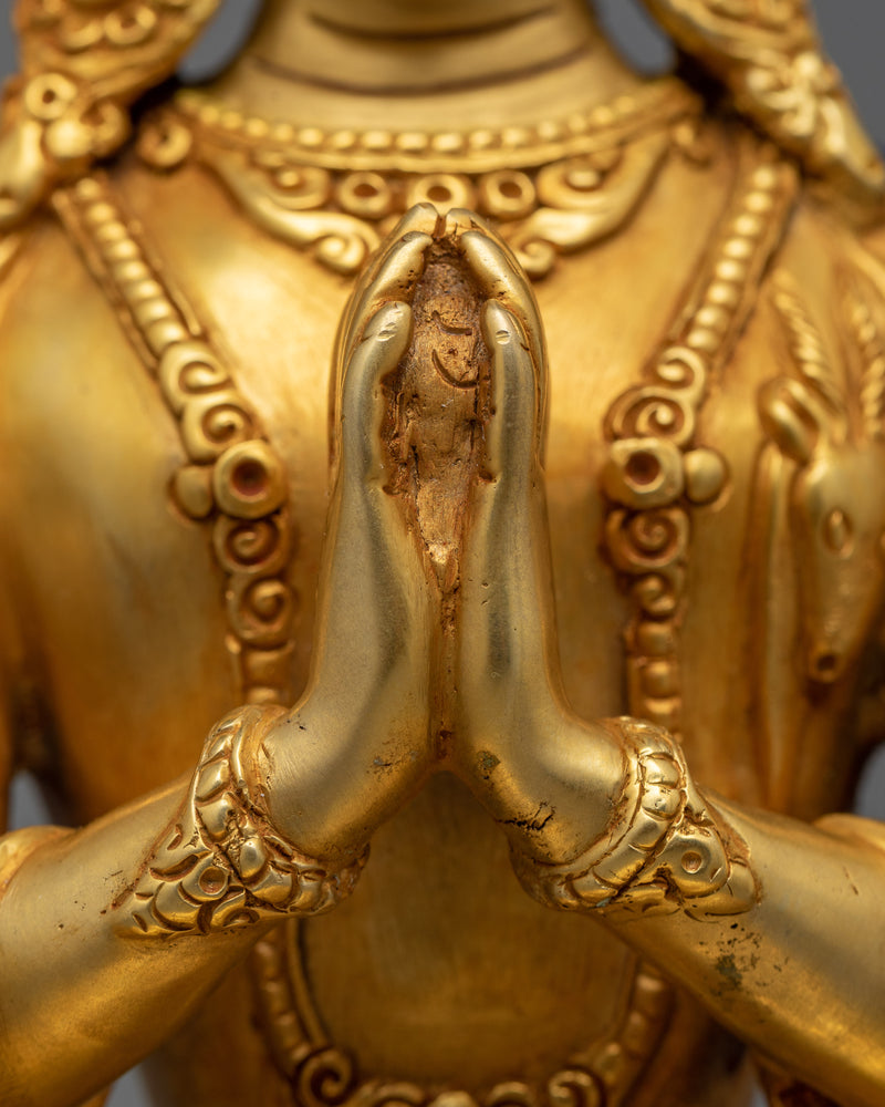 Gold Gilded Chenrezig Statue | Embrace Compassionate Enlightenment