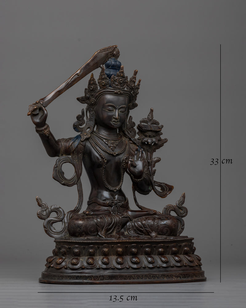 Manjushri Oxidized Figure Statue | Embrace Divine Wisdom