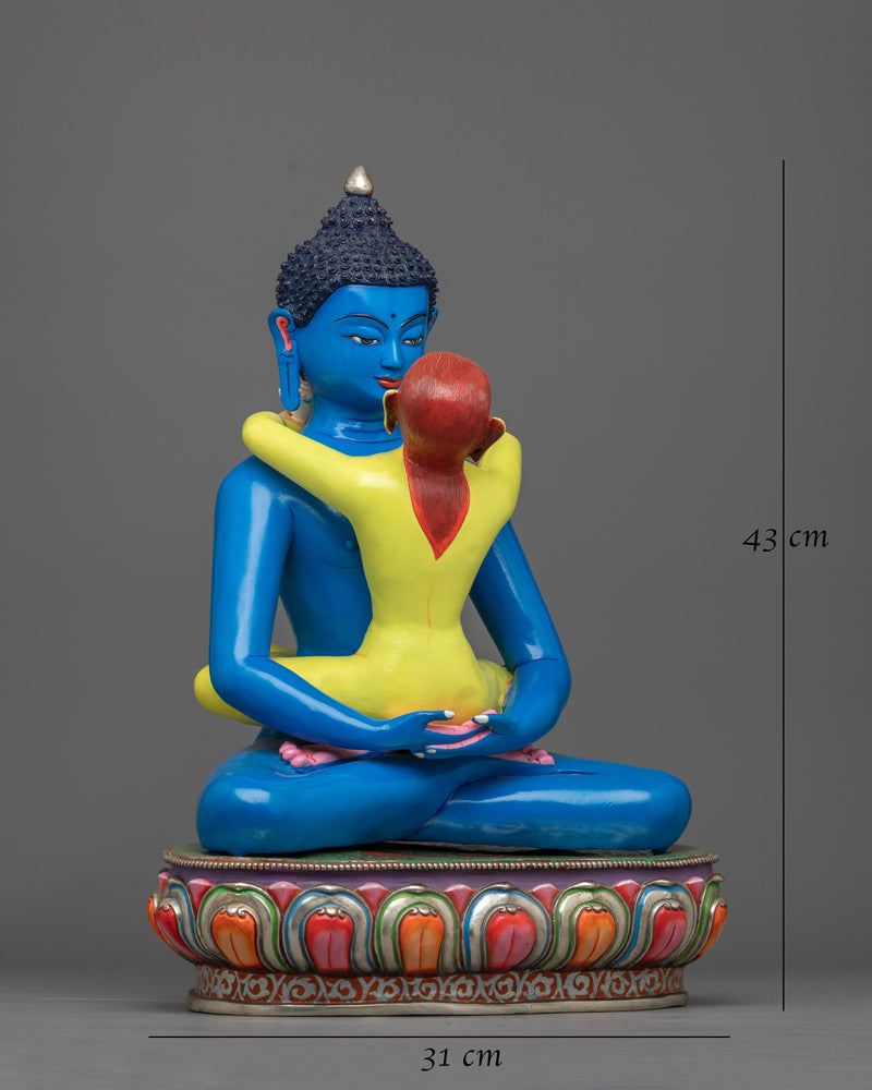 Blue Samantabhadra with Consort Statue | Majestic Symbol of Unity and Enlightenment