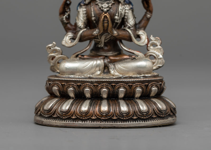 Small Chenrezig Statue | Silver-Plated Embodiment of Compassion