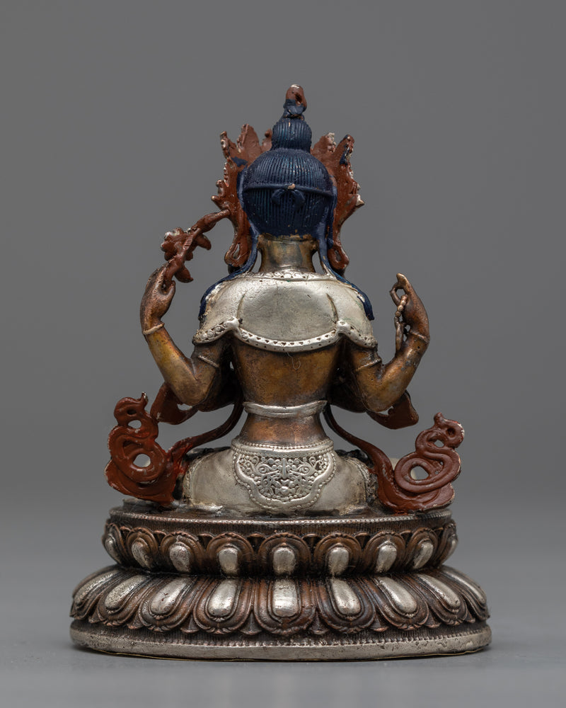 Small Chenrezig Statue | Silver-Plated Embodiment of Compassion