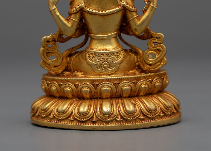 Machine-Made Chenrezig Statue | 24K Gold Gilded Compassion