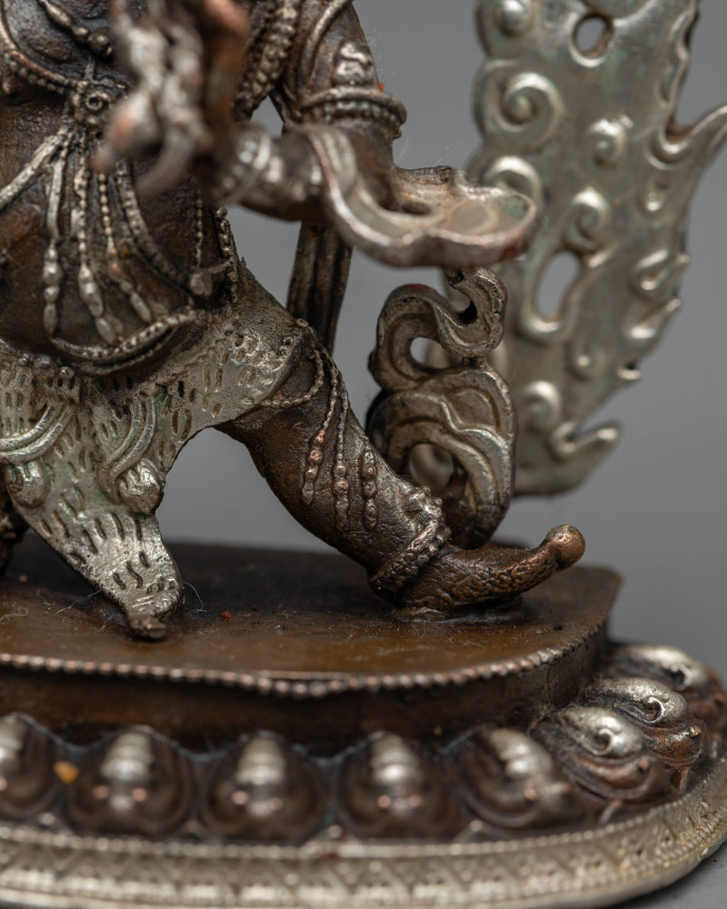 Machine-Molded Vajrapani Statue | Silver Plated Protector of the Dharma