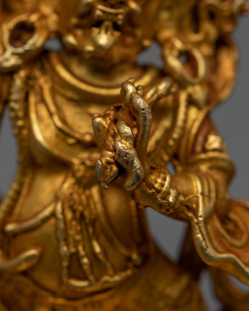 Machine-Made Vajrapani Figure | 24K Gold Gilded Guardian