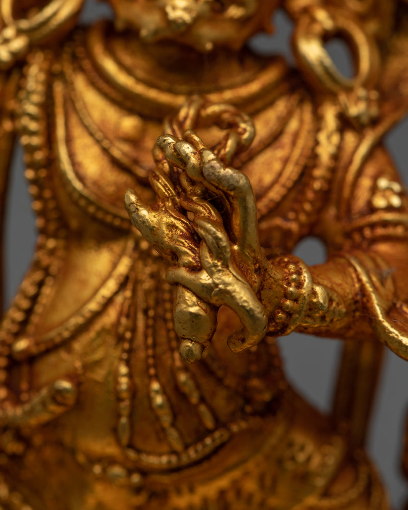 Machine-Made Vajrapani Statue | Gold Gilded Protector Deity