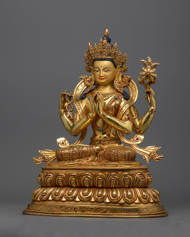 Chenrezig Compassionate Bodhisattva Statue | Avalokitesvara, "One who looks with unwavering eye"