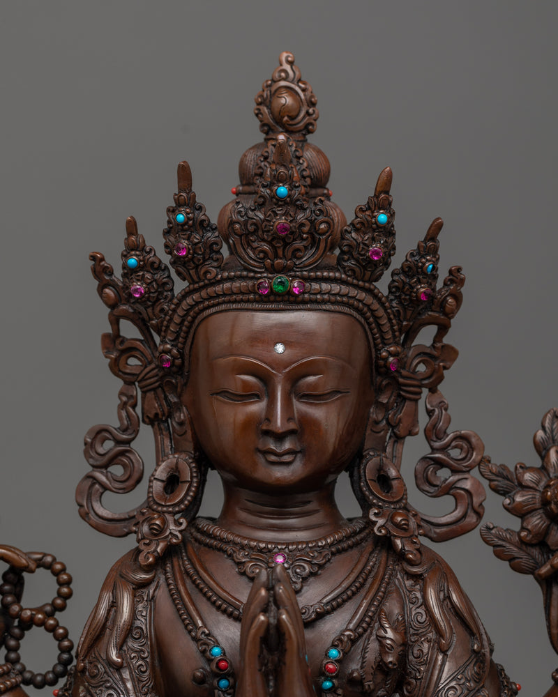 Chenrezig Serene Oxidized Statue | Handcrafted Symbol of Compassion