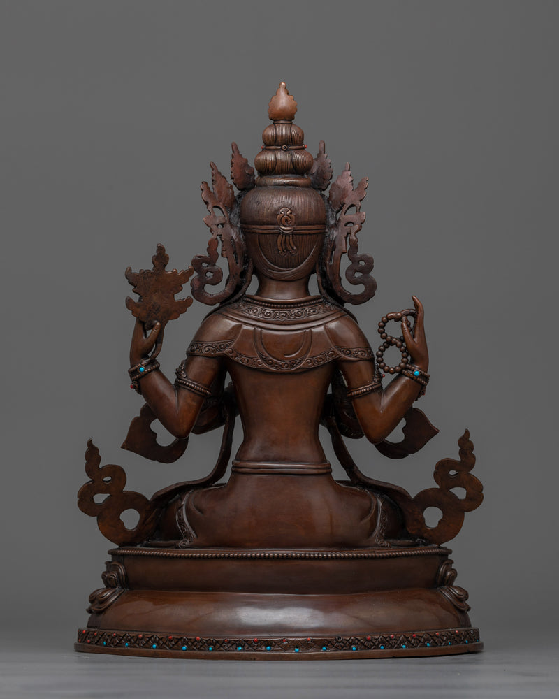 Chenrezig Serene Oxidized Statue | Handcrafted Symbol of Compassion