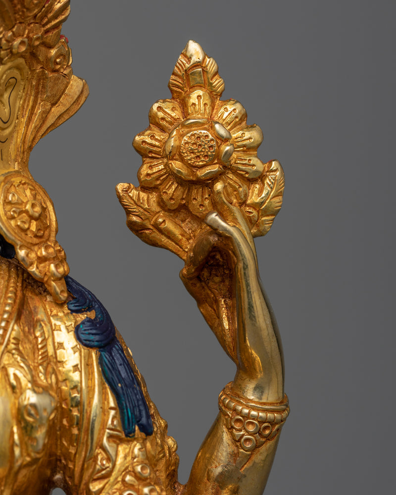 Four Arm Chenrezig Gold Statue | Bodhisattva, embodying the compassion of all Buddhas