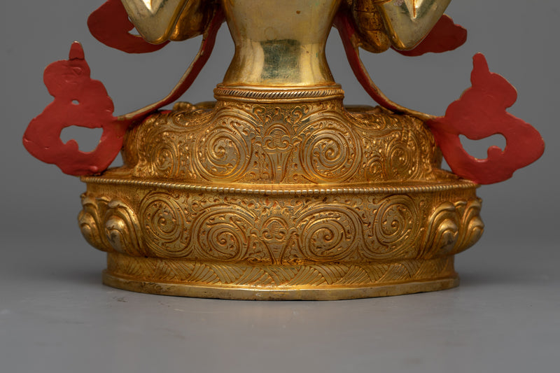 Four Arm Chenrezig Gold Statue | Bodhisattva, embodying the compassion of all Buddhas