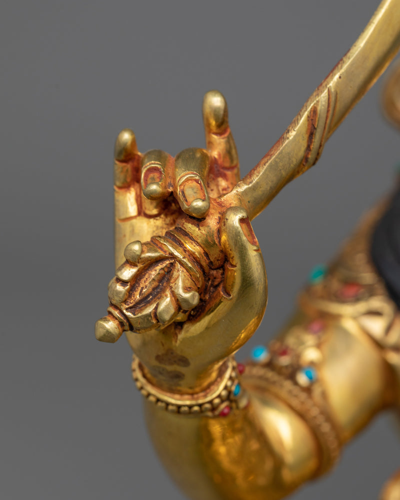 Manjushri Bodhisattva Sculpture | Resplendent Triple-Layered 24K Gold-Gilded