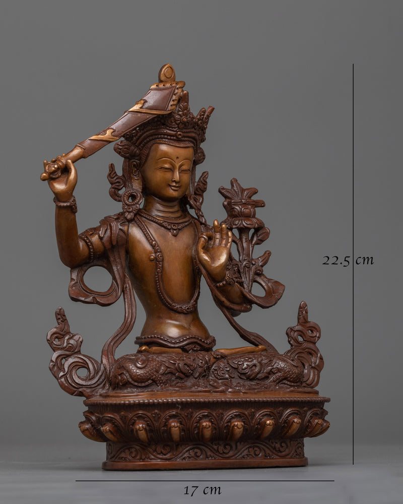 Oxidized Insight Deity Manjushri Statue | Handcrafted Symbol of Wisdom