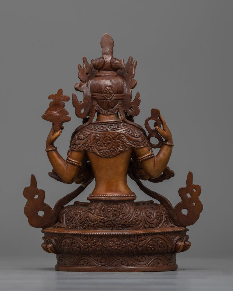 Chenrezig Oxidized Statue | Handcrafted Symbol of Compassion