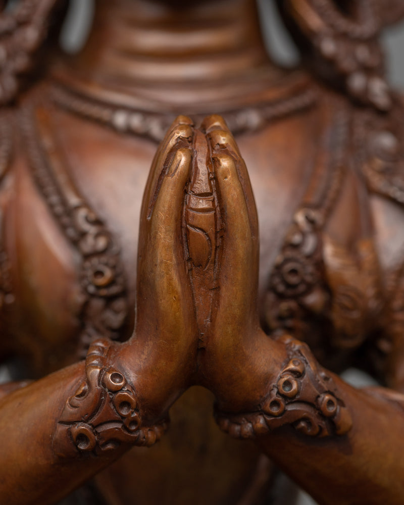 Chenrezig Oxidized Statue | Handcrafted Symbol of Compassion