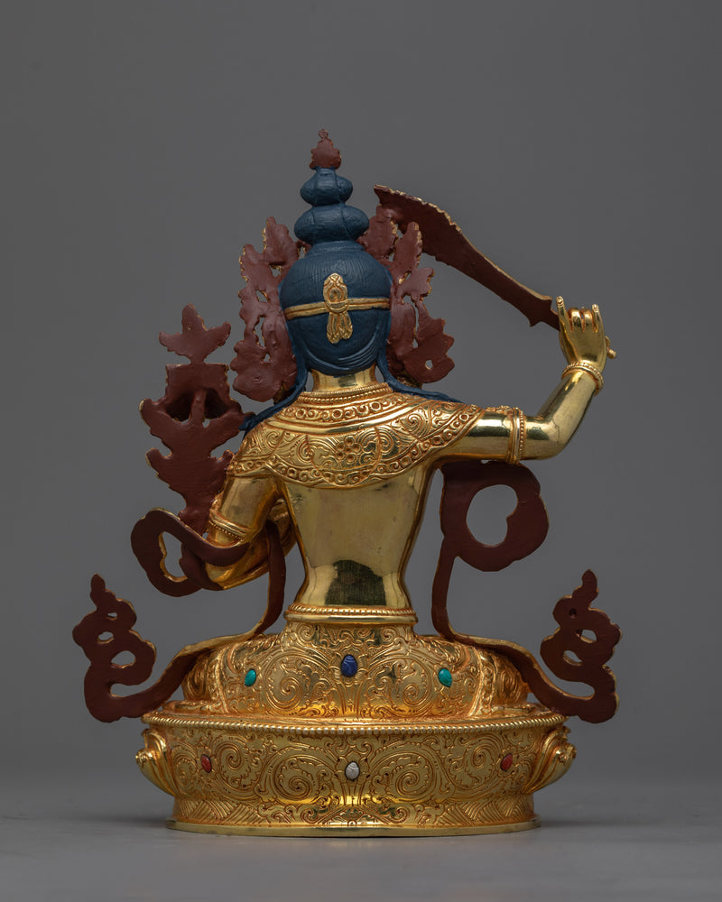 Manjushri 9 Inches Statue | 24K Gold-Gilded Symbol of Wisdom