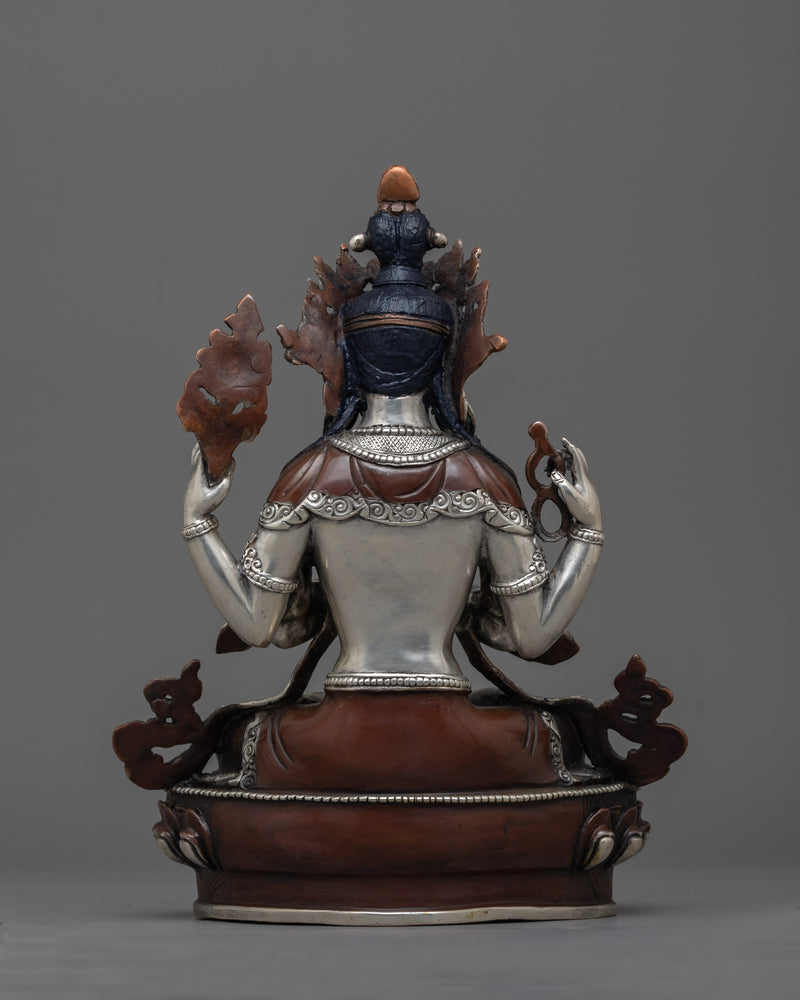 Chenrezig Silver-Plated Statue | Beacon of Infinite Compassion