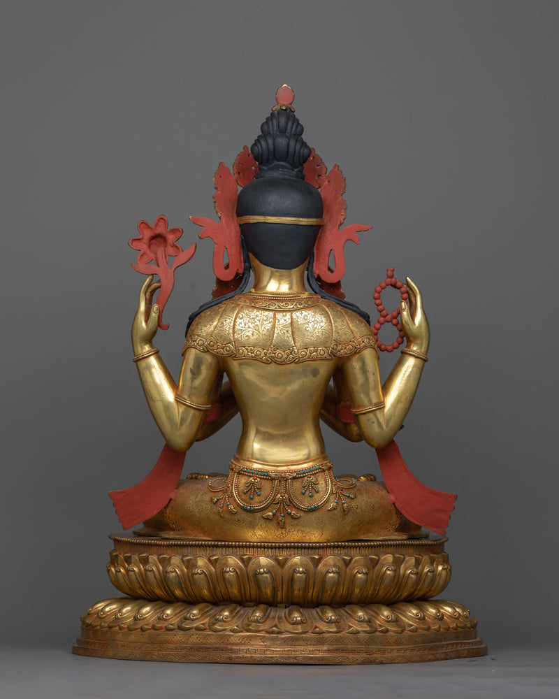 Chenrezig Statue 24K Gold Gilded 