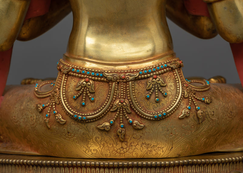 Chenrezig Statue 24K Gold Gilded |  Avalokiteshvara The Compassionate Bodhisattva