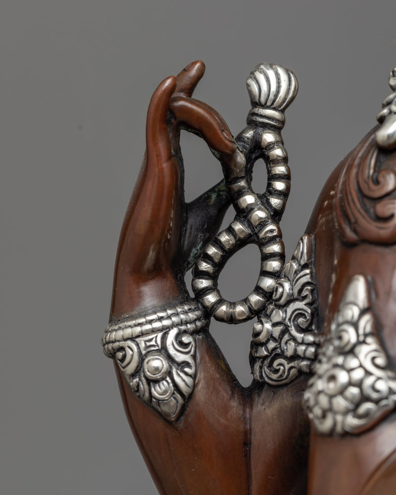 Silver-Plated Chenrezig Oxidized Statue | Emblem of Compassion and Grace